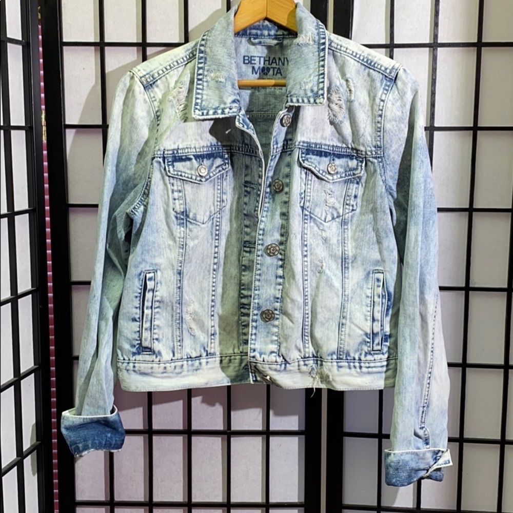 Bethany Mota Distressed Whitewashed Jacket Size XL
